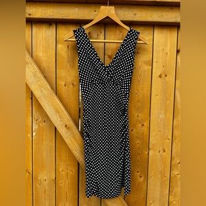 SUZY SHIER Black White Polka Dot Dress Mini Summer Classy Preppy Boho Retro🍄